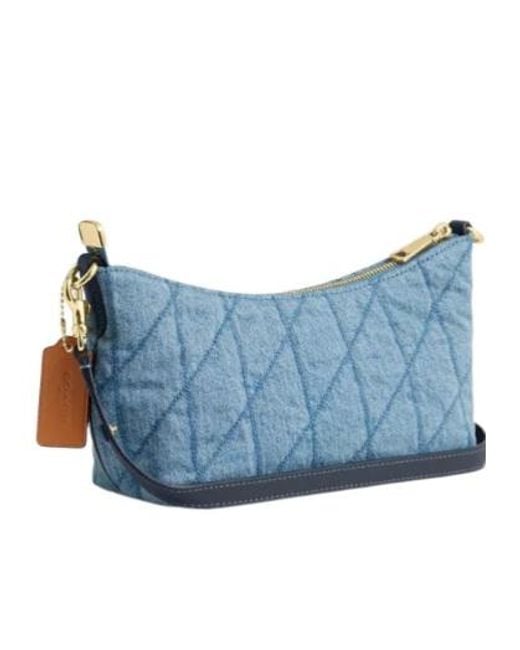 COACH Blue Caitlin Shoulder Bag With Quilting