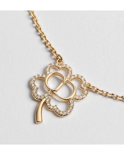 Dior Metallic Cd Shiny Clover Necklace
