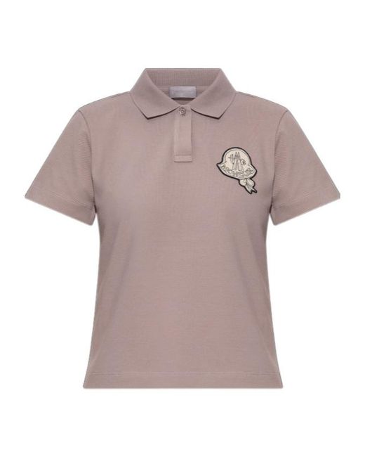 Moncler Gray Logo-Patch Polo Shirt