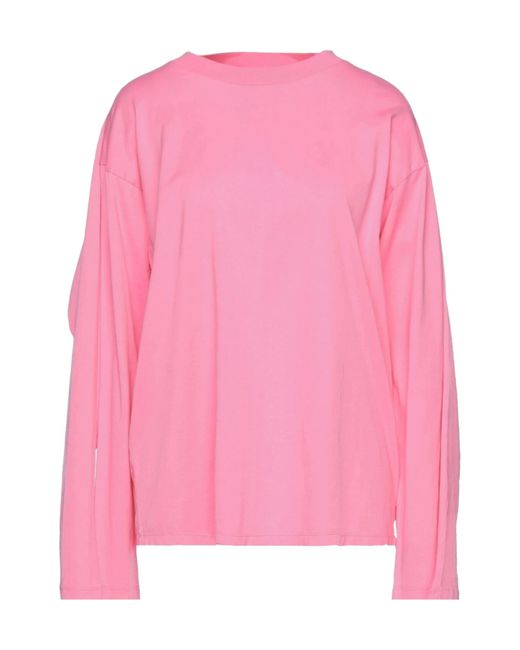 MM6 by Maison Margiela Pink Solid Color Long Sleeve T-Shirt