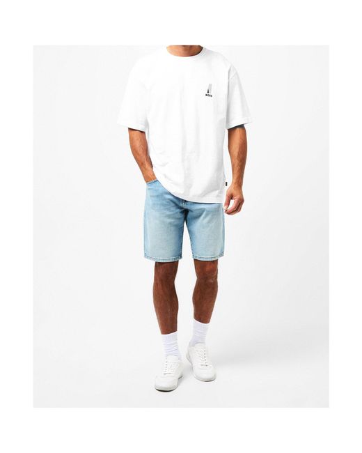 Boss White Logo Crew-Neck T-Shirt for men