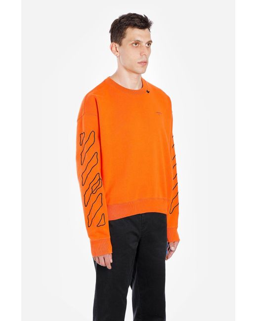 Off-White c/o Virgil Abloh Orange Abstract Arrow Embroidered Sweater for men