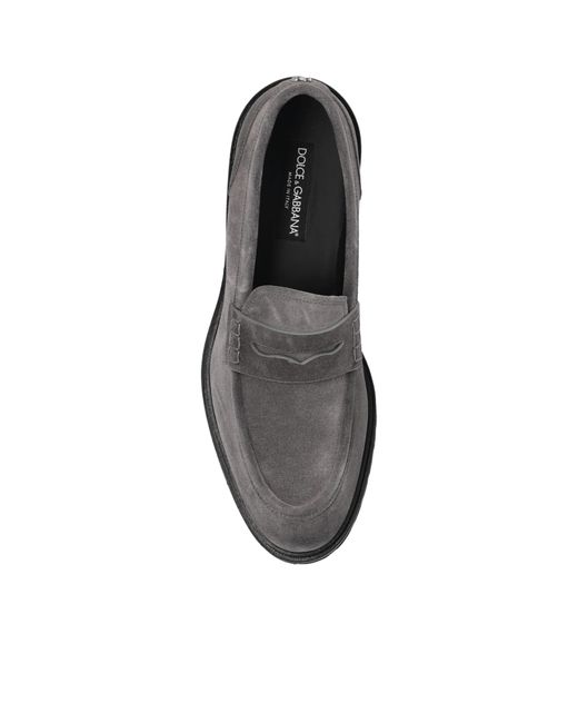 Dolce & Gabbana Gray Round Toe Loafers for men