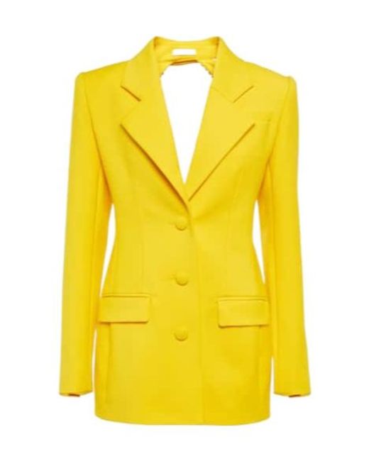 Area Yellow Embellished Wool Blazer Minidress