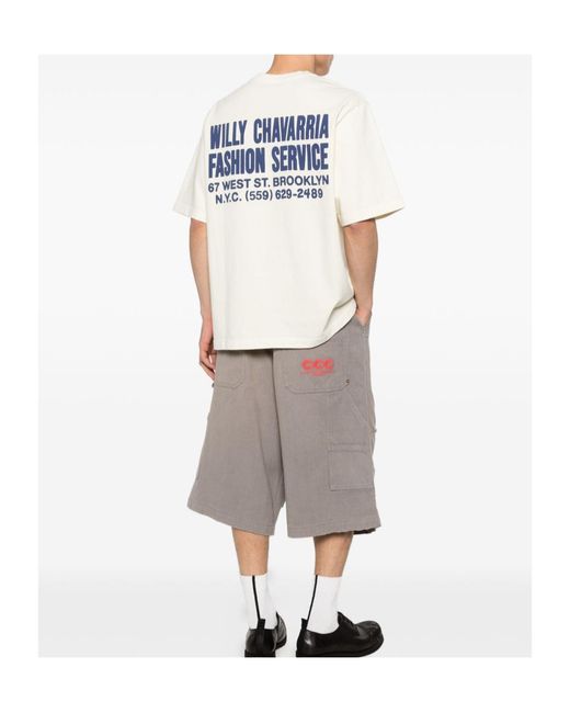 Willy Chavarria White Fashion Service Logo T-Shirt for men