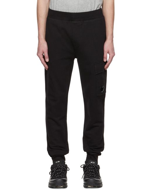 C P Company Black Lens-Detail Track Pants for men