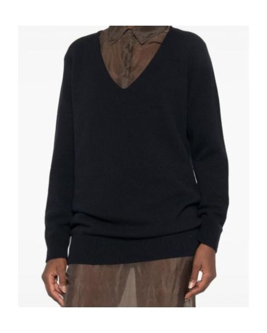 MM6 by Maison Margiela Black V-Neck Raglan-Sleeve Sweater