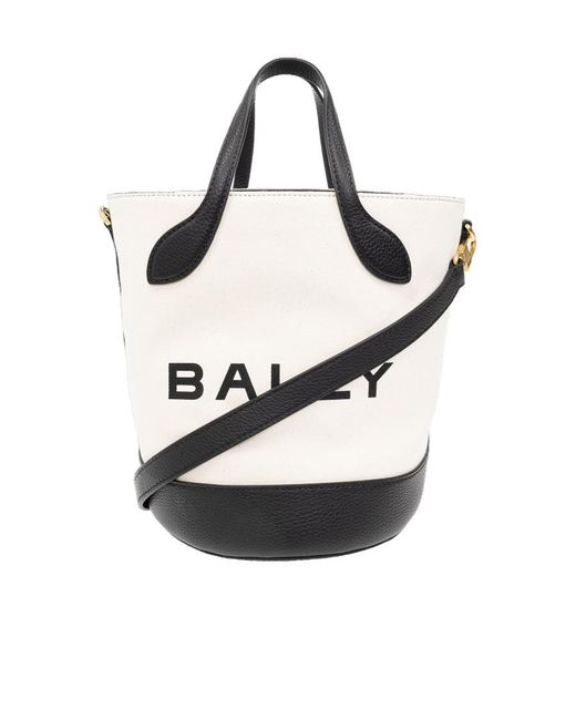 Bally White Logo Printed Tote Bag