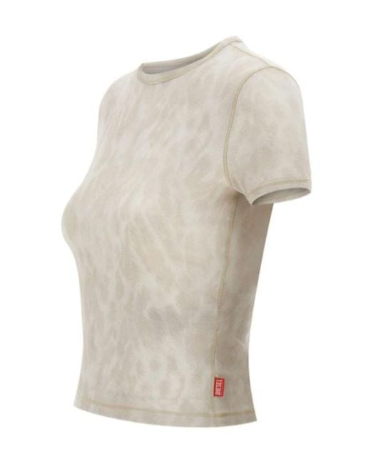 DIESEL White Animal-Print Stretch Jersey T-Shirt