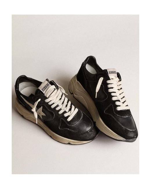 Golden Goose Deluxe Brand Black Running Sole Panelled Lace-Up Sneakers