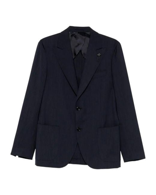 Lardini Blue Button Pin Virgin-Wool Jacket for men