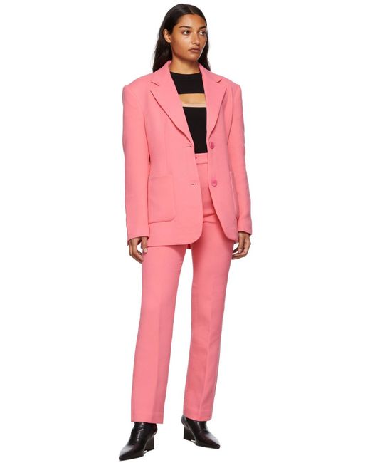 REMAIN Birger Pink High-Waist Casual Straight Pants