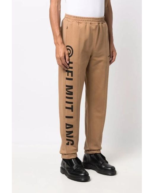 Helmut Lang Natural Logo-Print Track Pants for men