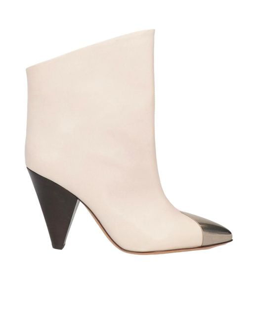 Isabel Marant Natural Fashionable Versatile Leather Ankle Boots