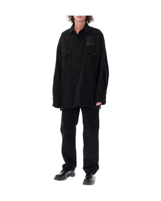 Raf Simons Black Graphic-Print Denim Jacket for men