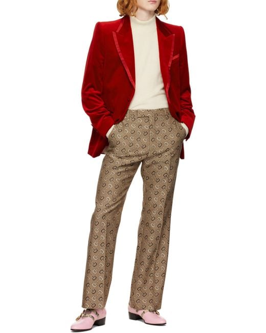 Gucci Brown All-Over Horsebit Embroidery Trousers for men