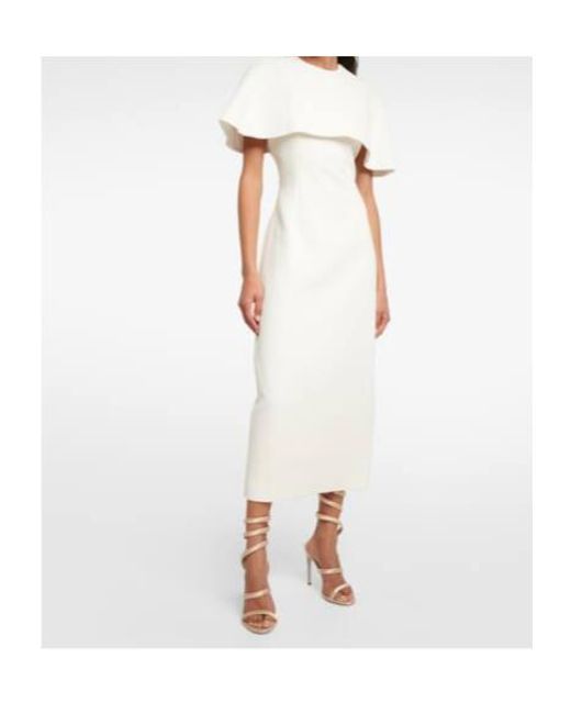 Emilia Wickstead White Bridal Blaine Caped Midi Dress
