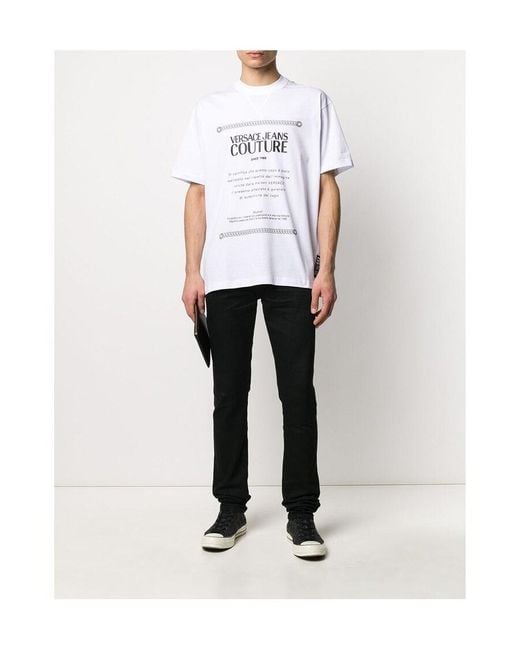 Versace Jeans White Logo Printed T-Shirt for men