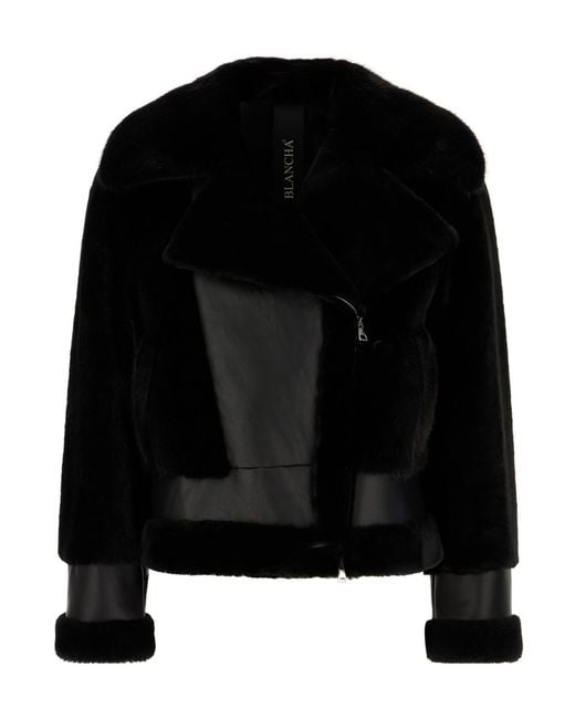 Blancha Black Leather Shearling Jacket