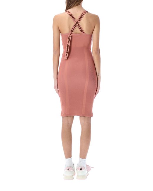 Off-White c/o Virgil Abloh Pink Logo-Strap Mini Dress