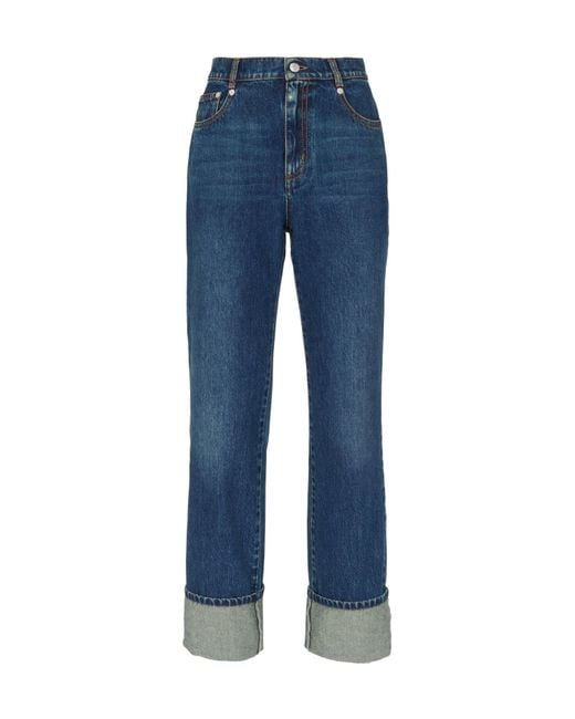 McQueen Blue Logo Patch Jeans