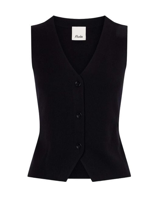 Allude Black Wool Vest
