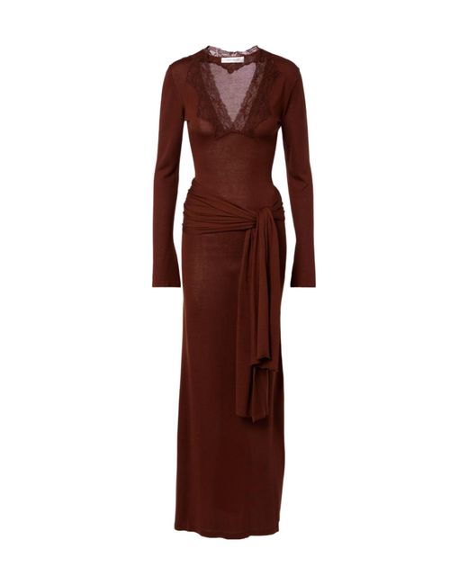 AYA MUSE Brown Lace-Trimmed Dress