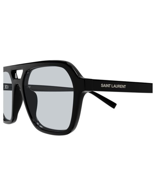 Saint Laurent White Eyewear Pilot Frame Sunglasses for men