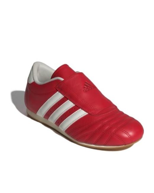 Adidas Originals Red Taekwondo Quilted-Panel Low-Top Sneakers