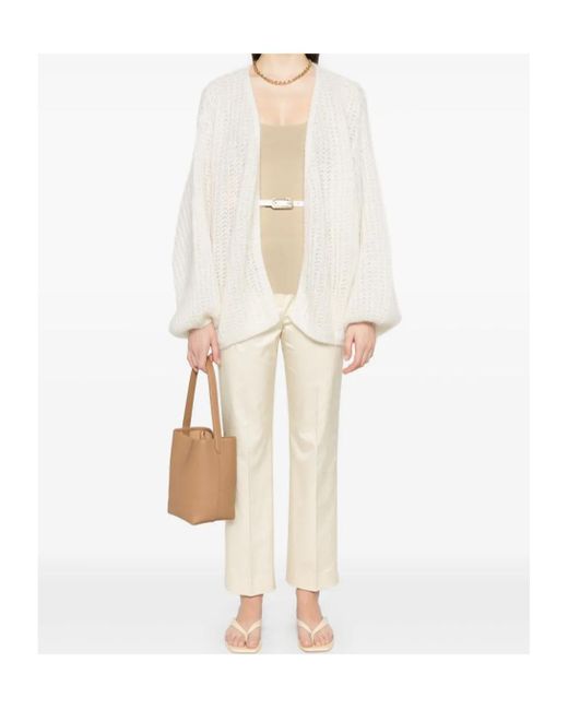 Totême White Totême Pressed Crease Cropped Trousers