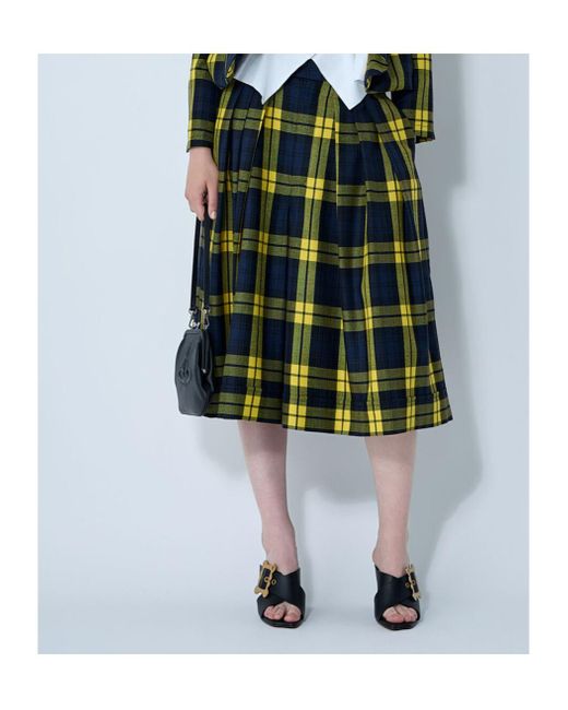 Vivienne Westwood Green Checked Pleated Midi Skirt