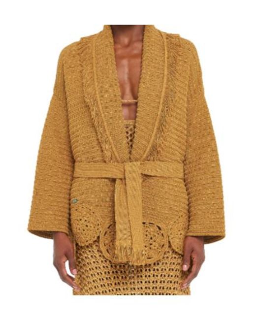 Alanui Brown Island Memories Crochet Cardigan