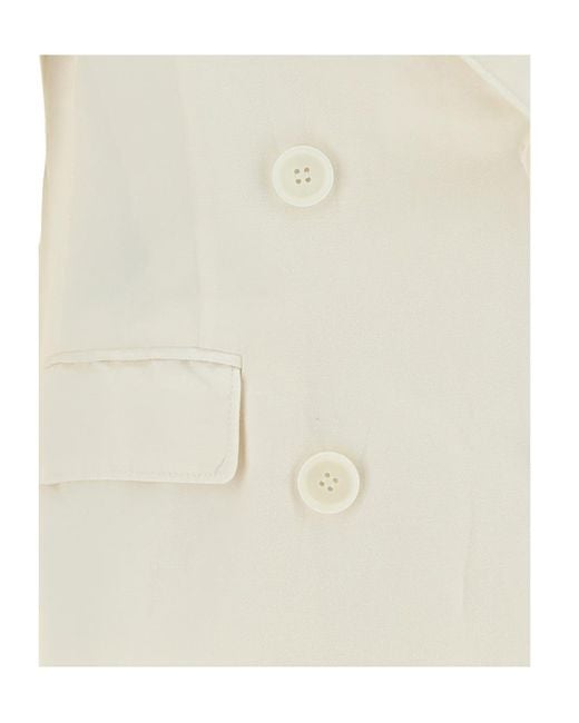 Aspesi White Flap-Pocketed Double-Breasted Blazer