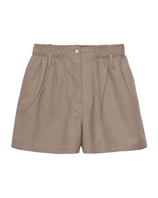 Prada Gray Logo-Patch Elasticated Waistband Shorts