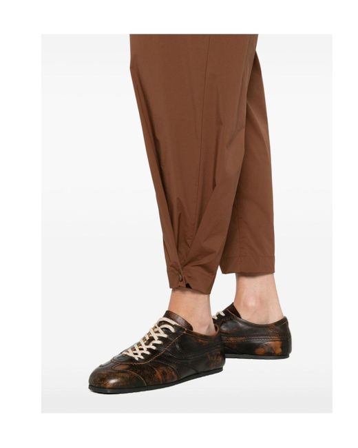 Herno Brown Lightweight Drawstring Cropped Trousers