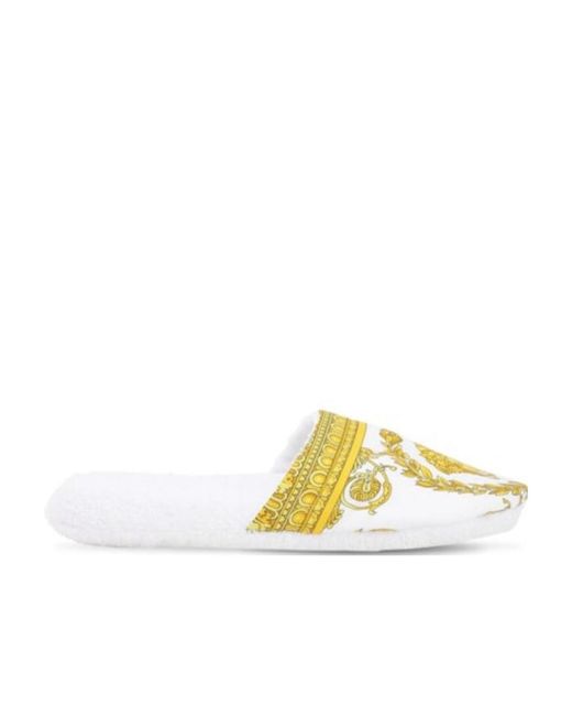 Versace Yellow Logo Printed Cotton Slippers for men