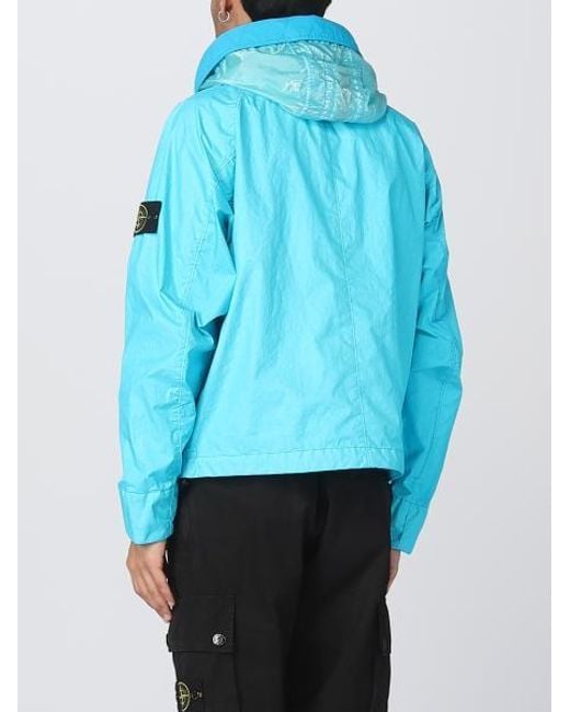 Stone Island Blue Logo Patch Zipped Jacket for men