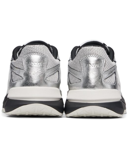 Lanvin White Metallic-Panelled Sneakers for men