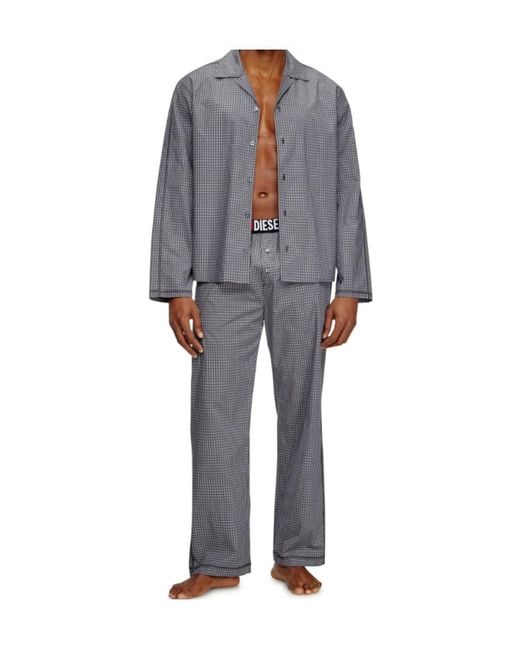 DIESEL Gray Set-Paul-D-Core Checked Pyjama Set for men