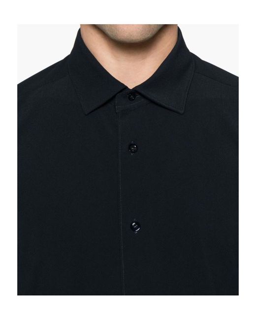 Mazzarelli Blue Lapel Long Sleeve Shirt for men