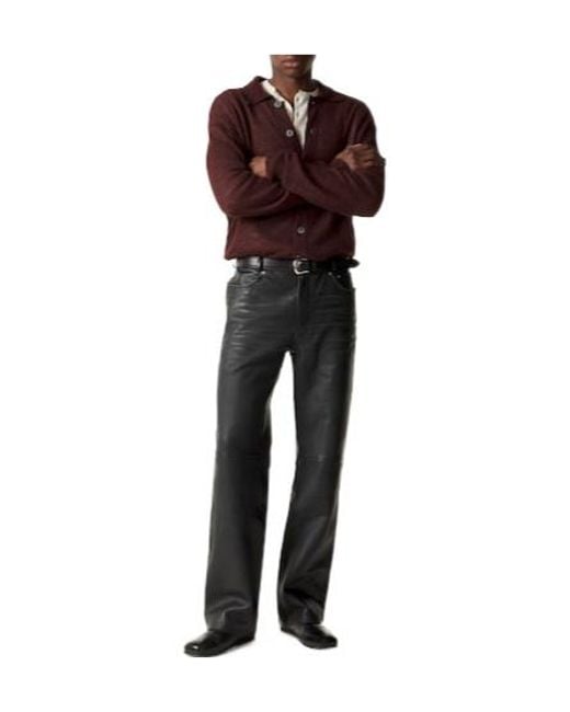 Our Legacy Gray High-Waisted Straight Leather Pants for men