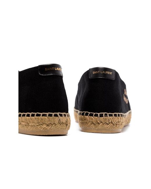 Saint Laurent Black Logo Embroidered Slip-On Espadrilles for men