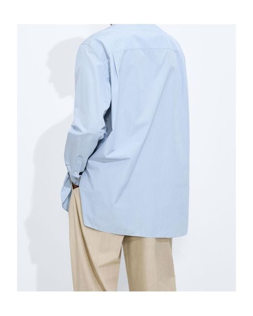 Bottega Veneta Blue Striped Poplin Shirt for men