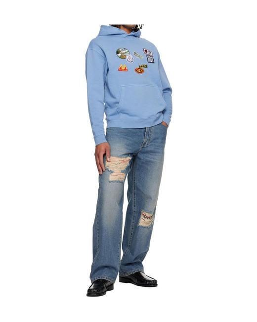Carne Bollente Blue Long-Sleeved Hoodie for men
