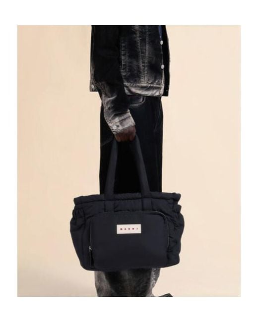 Marni Black Puff E/W Tote Bag for men