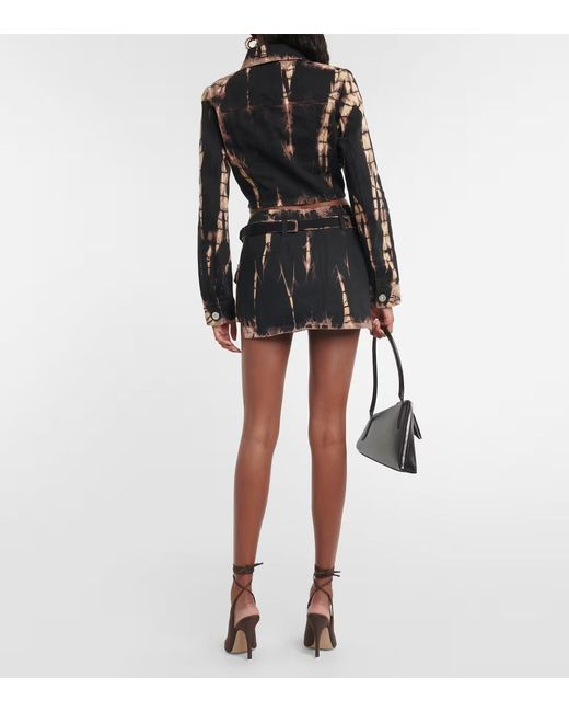 Dion Lee Black Zigzag Dyed Denim Wrap Mini Skirt