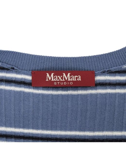 Max Mara Blue Long-Sleeve Knit Top