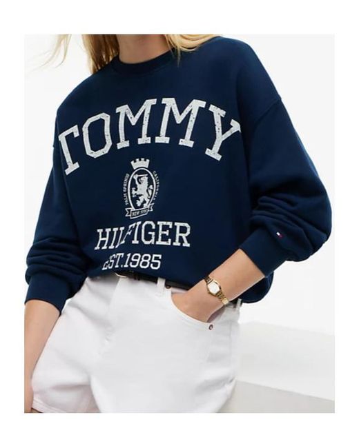 Tommy Hilfiger Blue Sweatshirt Varsity Crest Modern