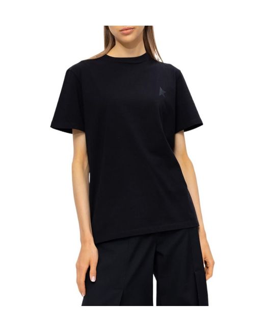 Golden Goose Deluxe Brand Black Logo Printed Crewneck T-Shirt