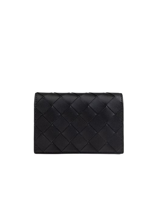 Bottega Veneta Black Woven Business Card Holder for men